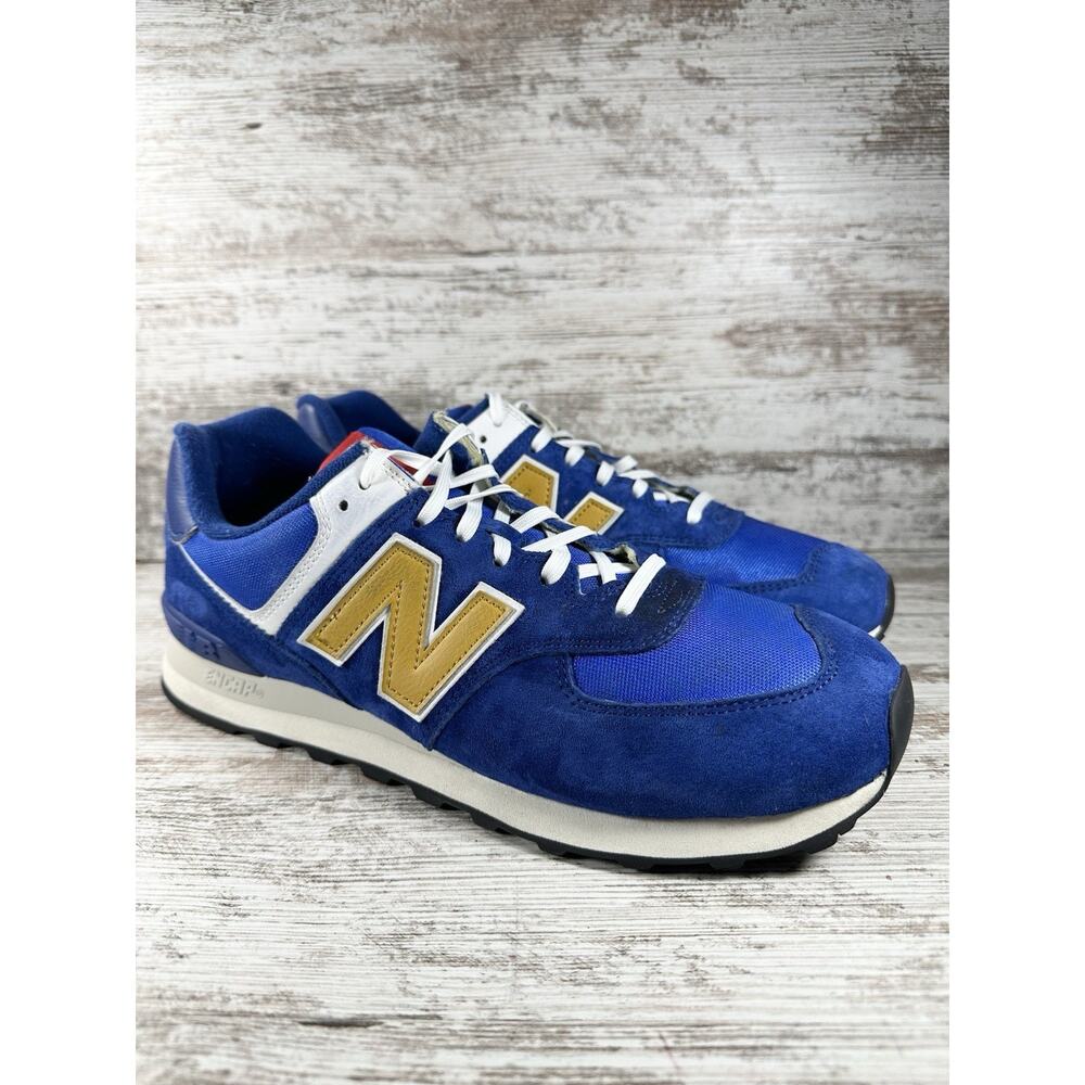 Men's New Balance 574 Blue Suede Low Top Sneakers Sz 12D Athletic EUC!
